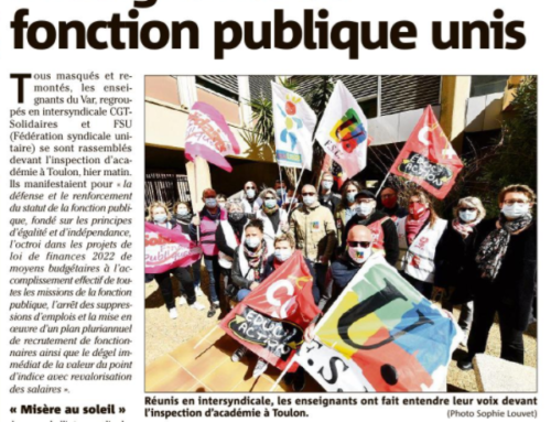 6 avril pour la fonction publique à Toulon, vu dans la presse