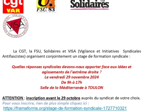 FSU, CGT, Solidaires VISA : Stage syndicale_Quelles réponses syndicales face à l’extrême droite ?