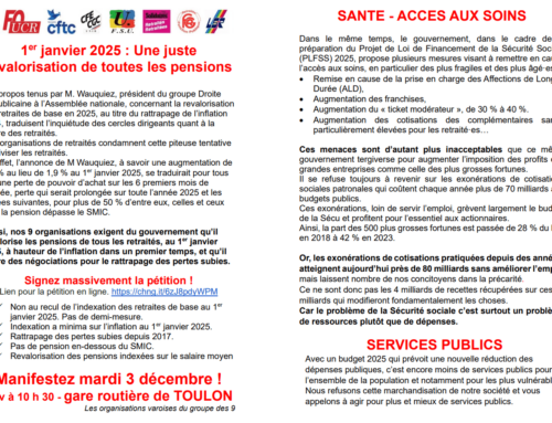 TOUTES et TOUS pour une revalorisation des pensions et pour un meilleur accès aux soins !